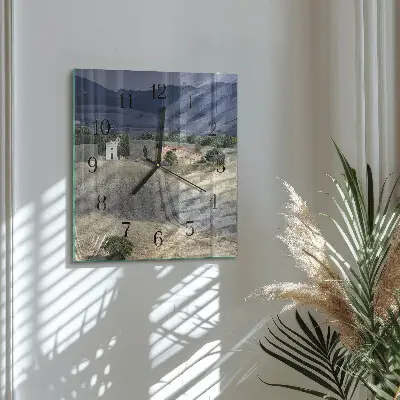Vierkante glazen klok Landschap