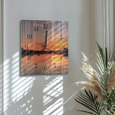 Decoratieve glazen klok vierkant Zonsondergang