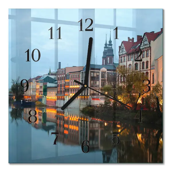 Vierkante glas klok Oude stad