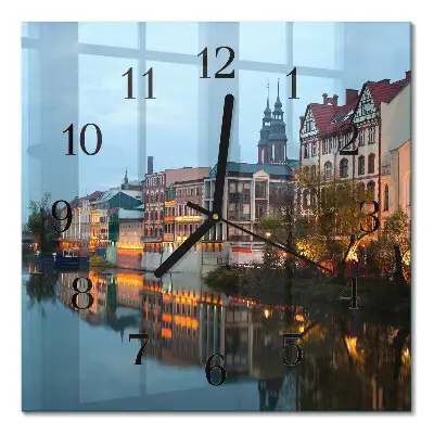 Vierkante glas klok Oude stad