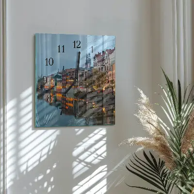 Vierkante glas klok Oude stad