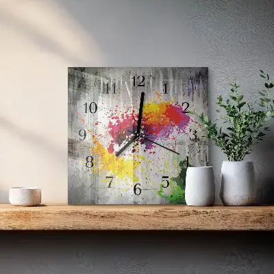 Moderne wandklok glas vierkant Vlekken