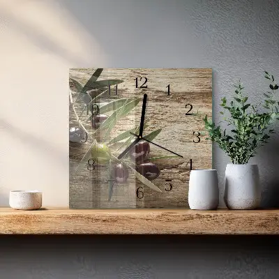 Vierkante glas klok Olijven