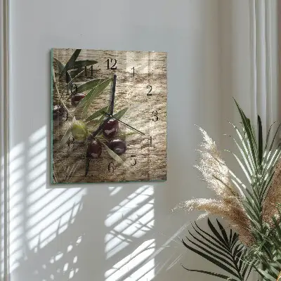 Vierkante glas klok Olijven