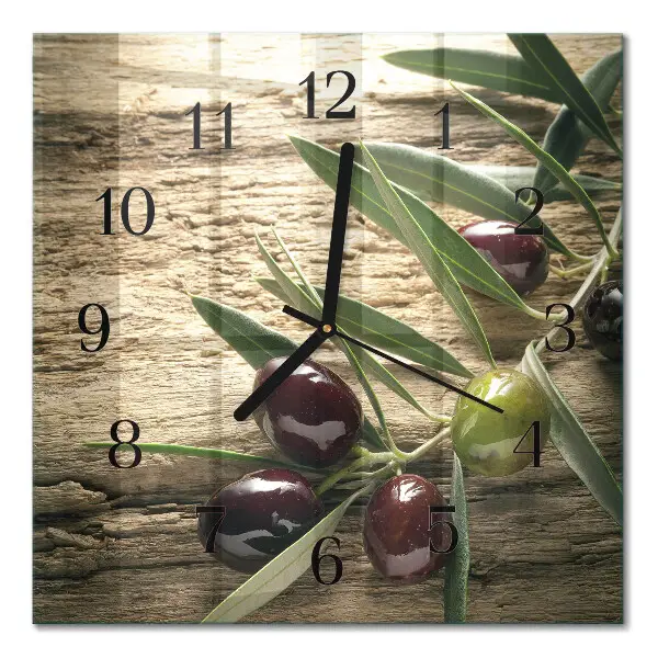 Moderne wandklok glas vierkant Olijven