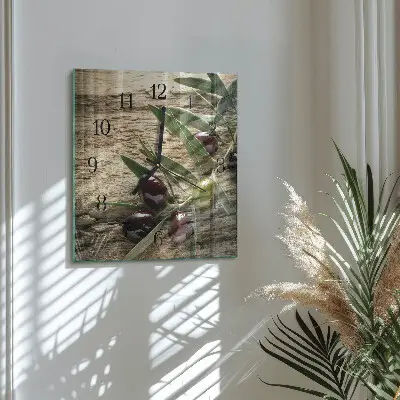 Moderne wandklok glas vierkant Olijven