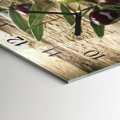 Moderne wandklok glas vierkant Olijven