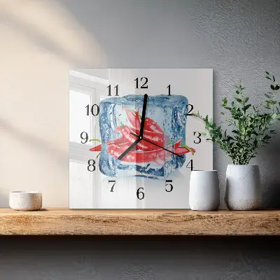 Vierkante glazen klok Chili met ijs