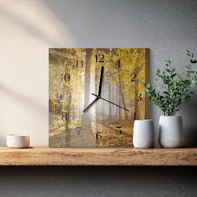 Vierkante glazen klok De herfst in het bos