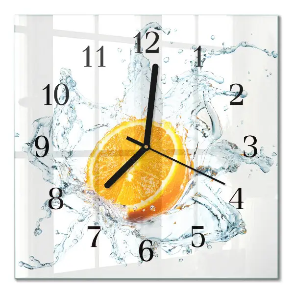 Vierkante glazen wandklok Water