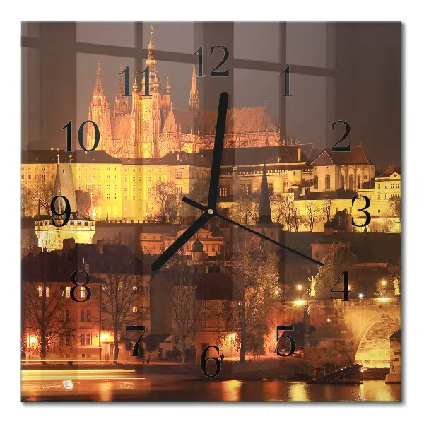 Moderne wandklok glas vierkant Praag