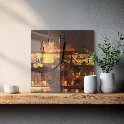 Moderne wandklok glas vierkant Praag