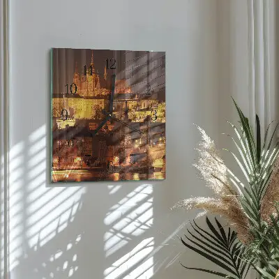 Moderne wandklok glas vierkant Praag