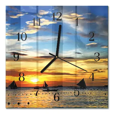 Decoratieve glazen klok vierkant Zonsondergang