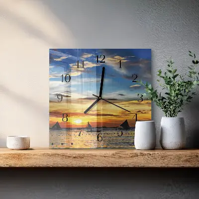 Decoratieve glazen klok vierkant Zonsondergang