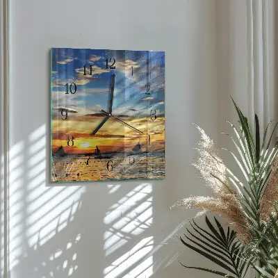 Decoratieve glazen klok vierkant Zonsondergang
