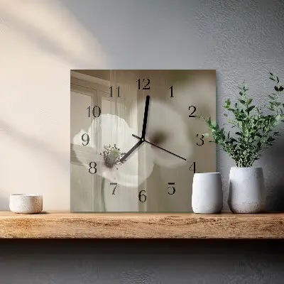 Vierkante glas klok Papaver