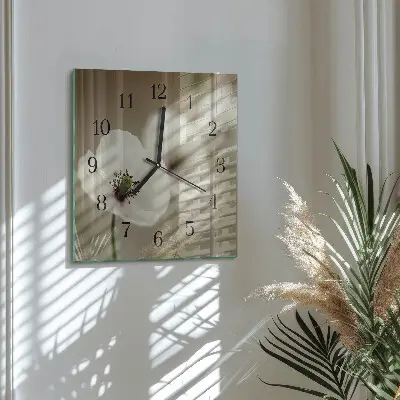 Vierkante glas klok Papaver