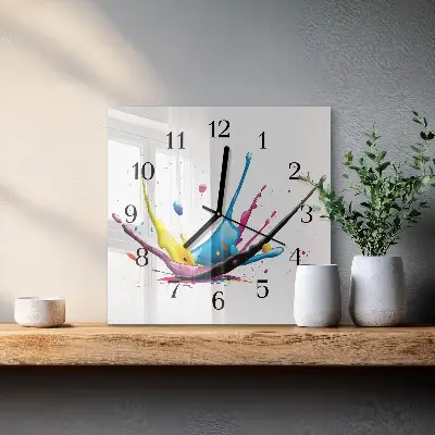 Moderne wandklok glas vierkant Kleur