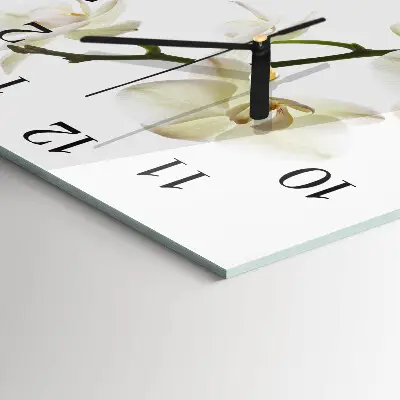 Moderne wandklok glas vierkant Orchidee