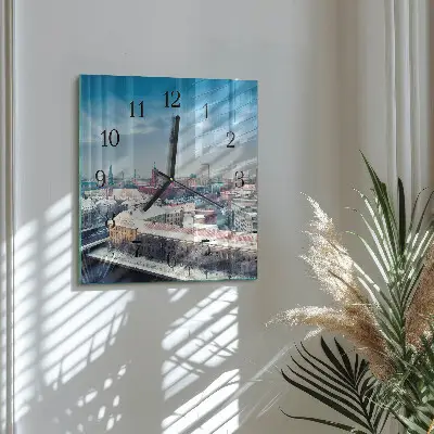 Vierkante glas klok Winterstad