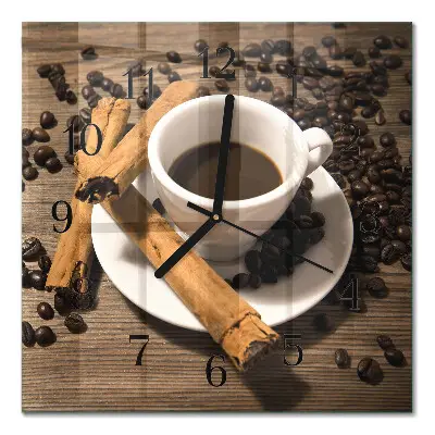 Moderne wandklok glas vierkant Kaneelkoffie