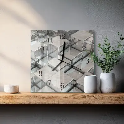 Vierkante glazen wandklok Dobbelstenen
