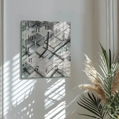 Vierkante glazen wandklok Dobbelstenen