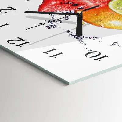 Moderne wandklok glas vierkant Fruit