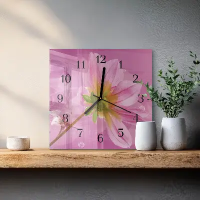 Vierkante glazen klok Bloem