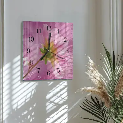 Vierkante glazen klok Bloem