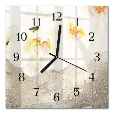 Decoratieve glazen klok vierkant Orchidee