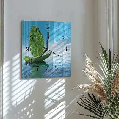 Vierkante glas klok Bladeren