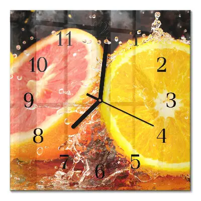 Moderne wandklok glas vierkant Fruit