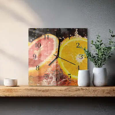 Moderne wandklok glas vierkant Fruit