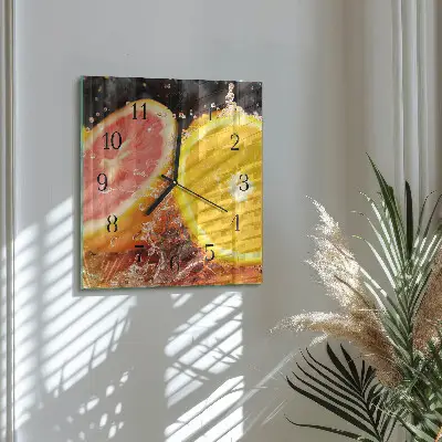 Moderne wandklok glas vierkant Fruit