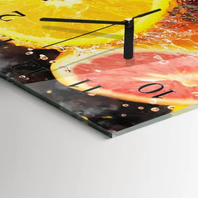 Moderne wandklok glas vierkant Fruit