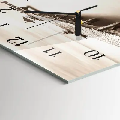 Vierkante glazen klok Houten brug