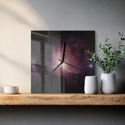 Vierkante glas klok Kosmos
