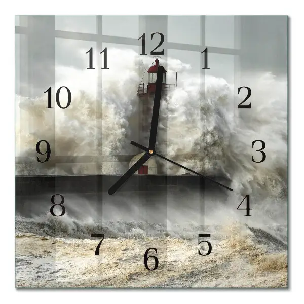 Vierkante glazen wandklok Storm