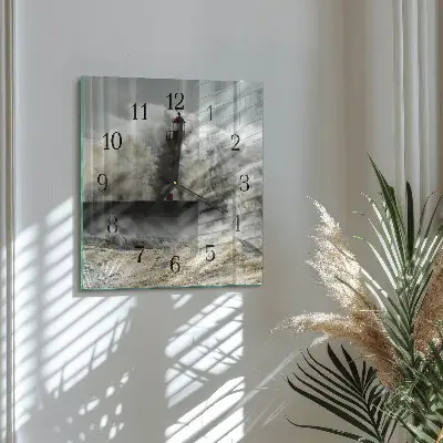 Vierkante glazen wandklok Storm