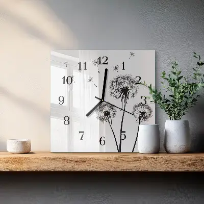 Vierkante glas klok Paardebloem