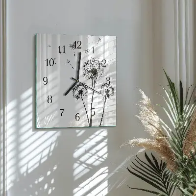 Vierkante glas klok Paardebloem