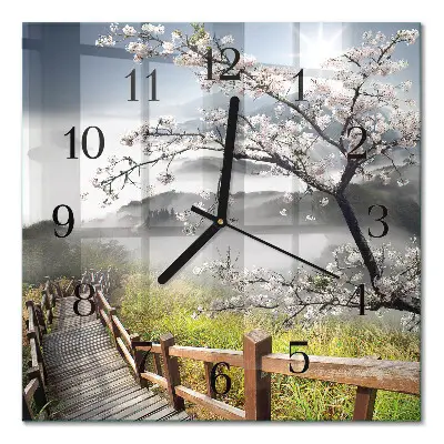 Decoratieve glazen klok vierkant Lente