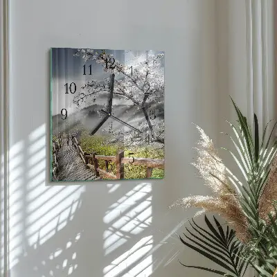 Decoratieve glazen klok vierkant Lente