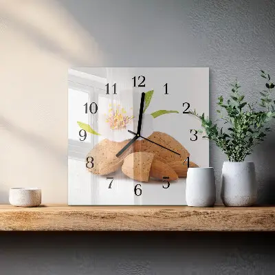 Vierkante glas klok Amandelen
