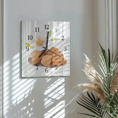 Vierkante glas klok Amandelen