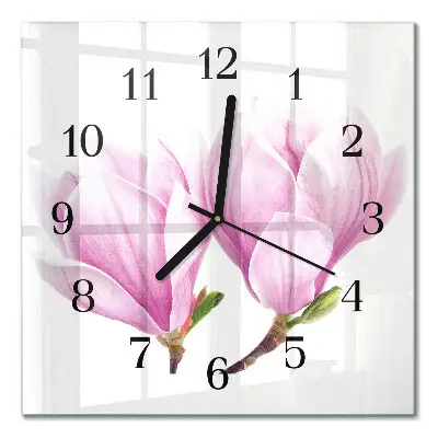 Vierkante glazen wandklok Magnolia