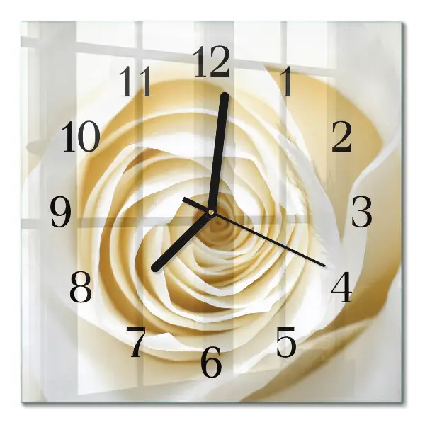 Moderne wandklok glas vierkant Roos
