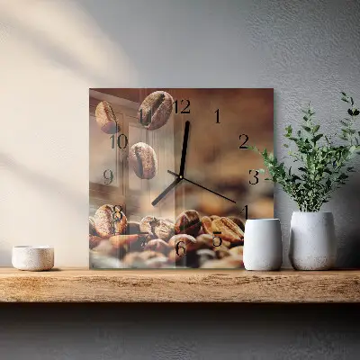 Vierkante glazen klok Koffiebonen